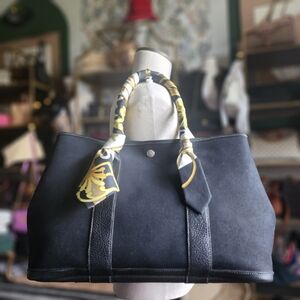 HERMES GARDEN PARTY+ HERLINE TOILE TOTE + HERMES NECKTIE